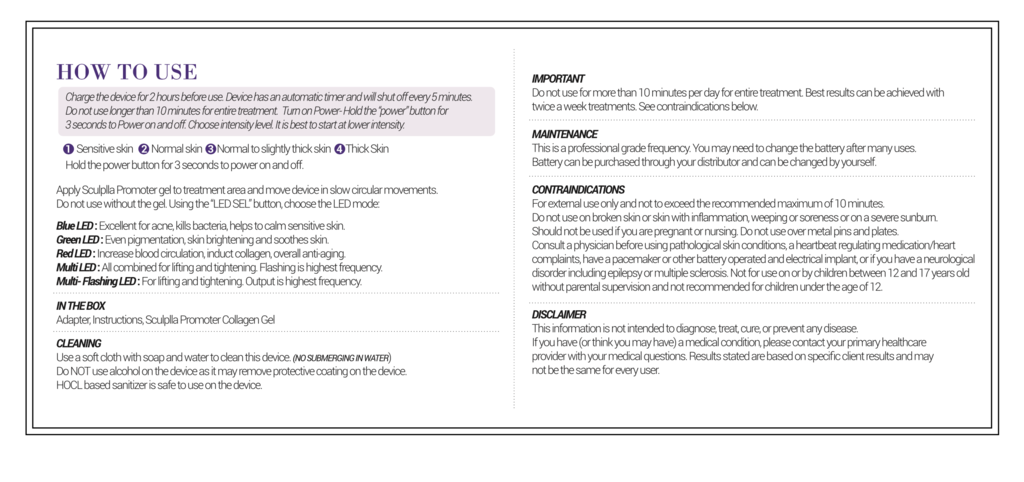 Time Master Pro (LED/Meso-Poration) "Ultrasound" with Sculplla Collagen Gel Includes 30-Minute Training and Consultation
