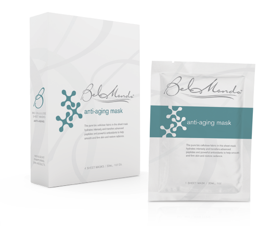 Bel Mondo Anti-Aging Bio-Cellulose Facial Sheet Mask - 4 Masks Per Box
