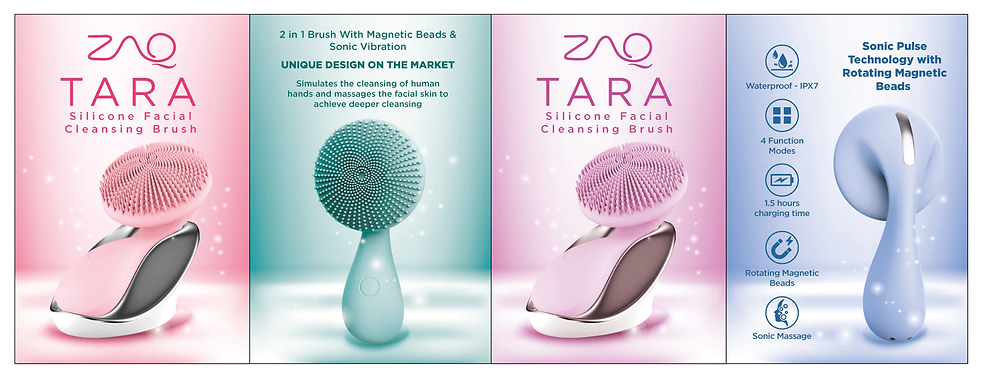 ZAQ TARA Sonic Vibrating Magnetic Beads Silicone Facial Cleansing Brush