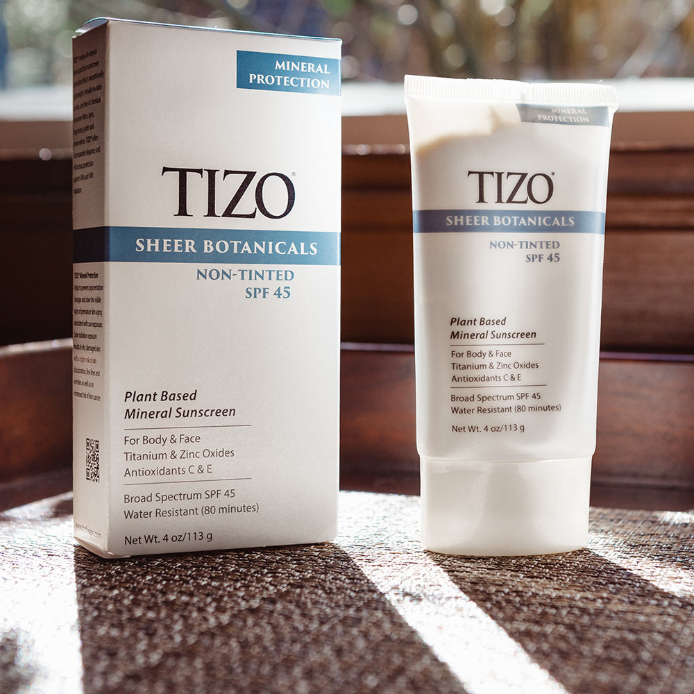 TIZO Sheer Botanicals Body and Face Non-Tinted Plant Based Mineral Sunscreen, SPF 45