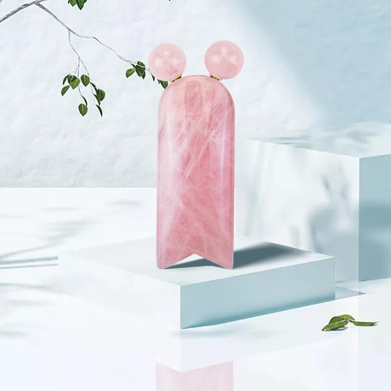 ZAQ Gua Sha with Roller - Rose Quartz