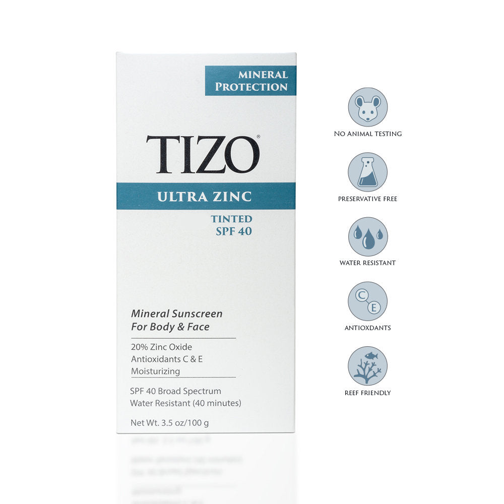 TIZO Ultra Zinc Body and Face Tinted Mineral Sunscreen, SPF 40